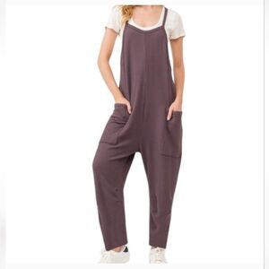 Wasabi + Mint Boutique Jumpsuit with Pockets in Eggplant Purple